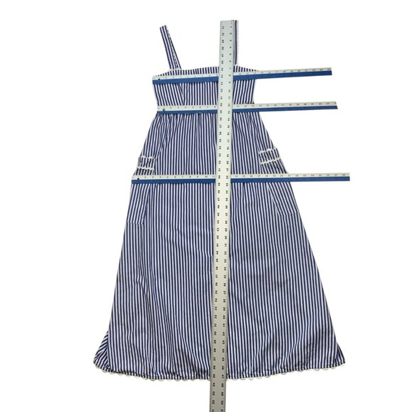 Tuckernuck Blue Stripe Georgia Dress XS Maxi Sleeveless Pockets Nautical Resort - Picture 6 of 15